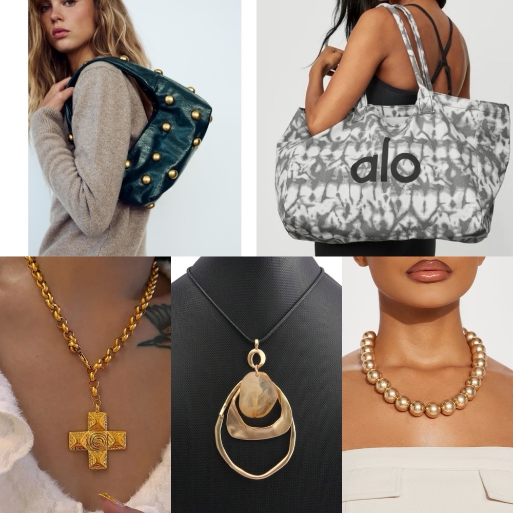 BUNDLE lot (Alo yoga bag, Zara bag, gold necklaces)